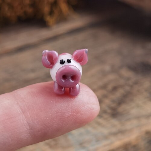 Pig Figurine Pig Miniature Tiny Pig Glass Pig Tiny Figurine Etsy