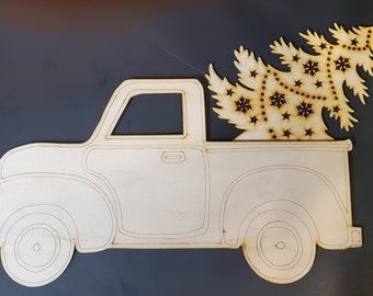 Old Pickup Truck With Christmas Tree