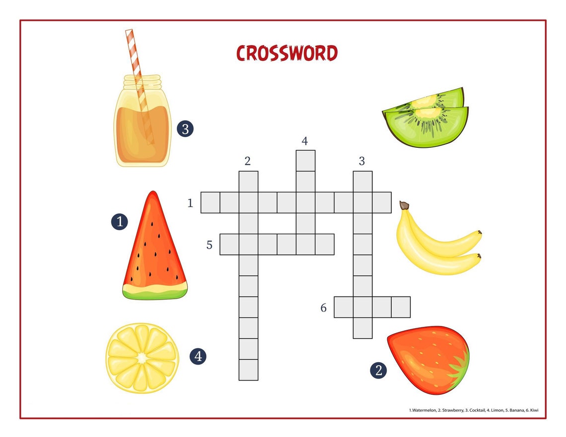 Crossword Puzzle for Kids Puzzle Game Kids Instant Download Fun Crossword Puzzles for Kids