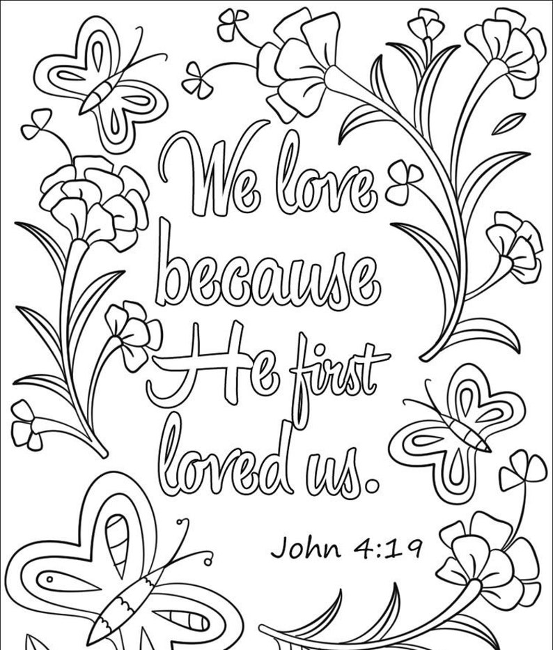 Bible Verse Coloring Page Printable Digital Download, Bible Coloring