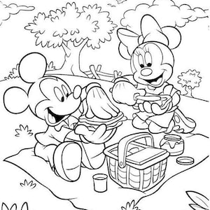 Minnie and Mickey Mouse Printable Coloring Pages for Kids – Disney Instant Download, Kids Art Activity, Toddler Craft, Preschool Coloring