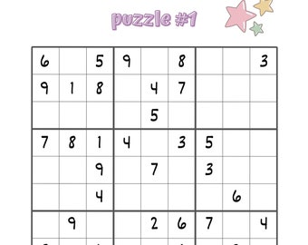 sudoku puzzle worksheet set instant download kids learning etsy