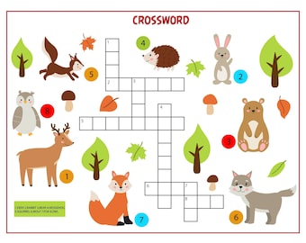 Cruciverba per bambini - gioco di puzzle per bambini - download immediato - Divertenti cruciverba per bambini: amplia il vocabolario del tuo bambino