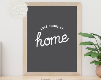 El amor comienza en casa - Impresión de pared de decoración del hogar - Descarga instantánea