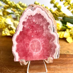 PREMIUM! 46g Rhodochrosite Slab/transparency/with stand/Argentina/#3