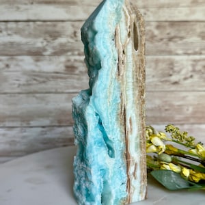 PREMIUM! XXL 7.4” Hemimorphite Tower Obelisk/ocean blue/Mexico