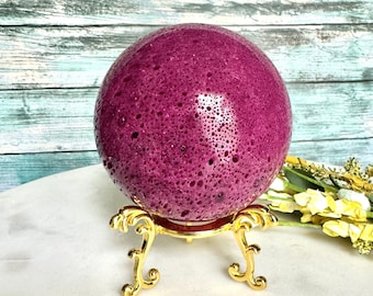 ¡BRILLANTE! Esfera rubí de 85 mm/con soporte/reacciones UV