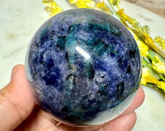 RARE! 61mm Iolite Emerald Sphere With Black Yellow