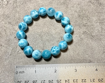 PREMIUM! 12mm Larimar Bracelet/aaaaa Quality Dominican Republic