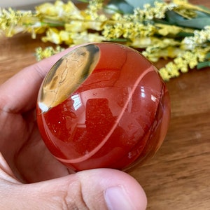 SCENIC 61mm Red Mookaite Sphere/silky/unique pattern color/mookaite home decor/red mookaite ball