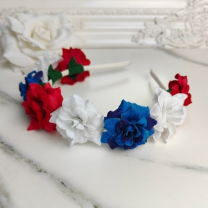 Red white on sale blue flower crown