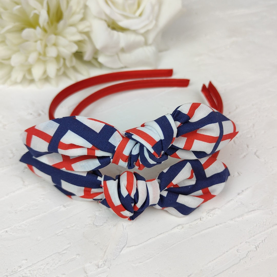 England Flag Headband St Flag Headband Bow Knotted Etsy