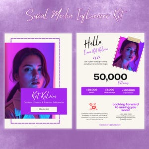2 Page Influencer Media Kit Canva Template | Instagram Facebook TikTok Press Kit | Blogger Media Kit