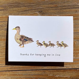 Carte de canard aquarelle pour la fête des mères, « Merci de me garder dans la file d'attente » pour la gratitude de maman, grand-mère et enseignante
