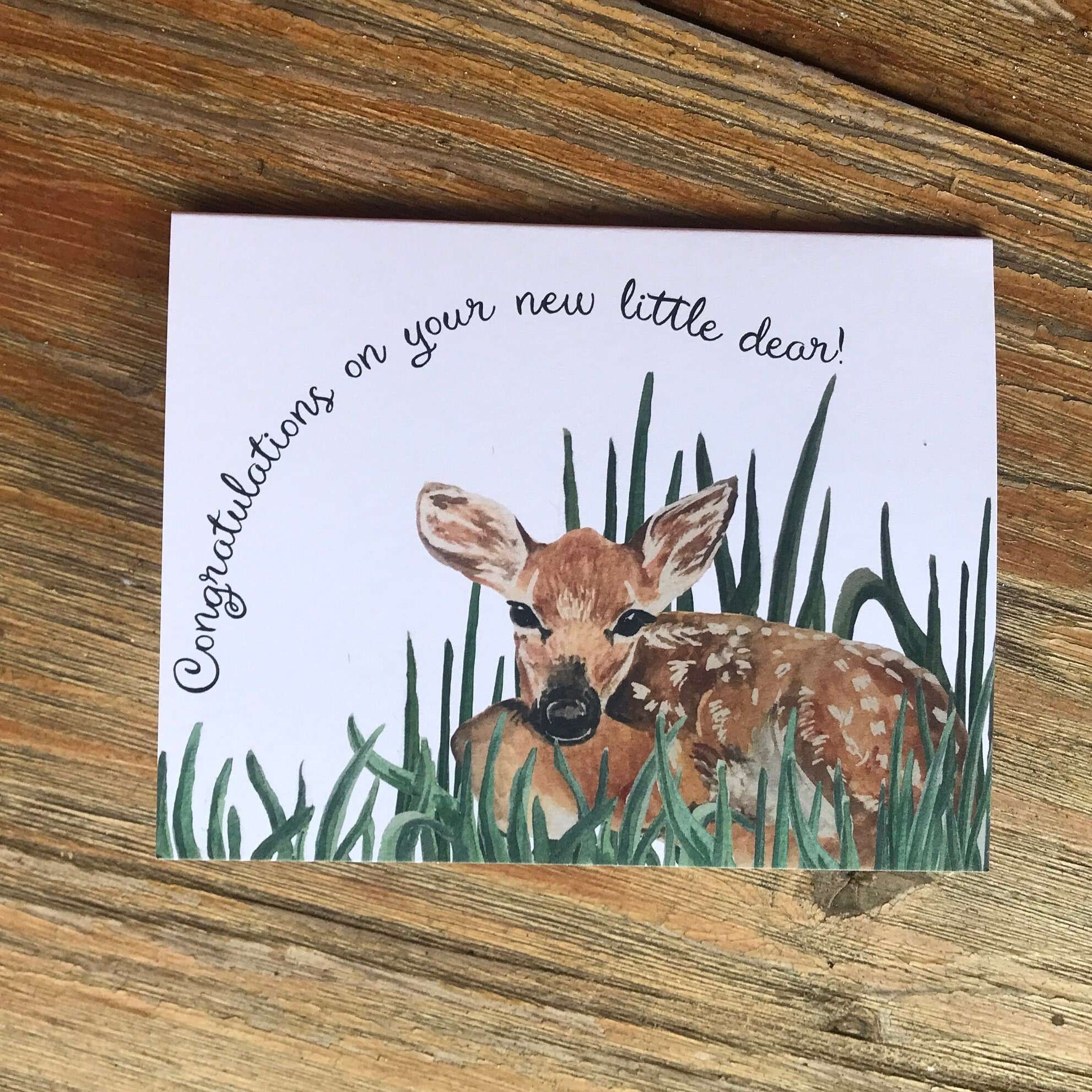 Watercolor Deer New Baby Card congratulations on Your New | Etsy