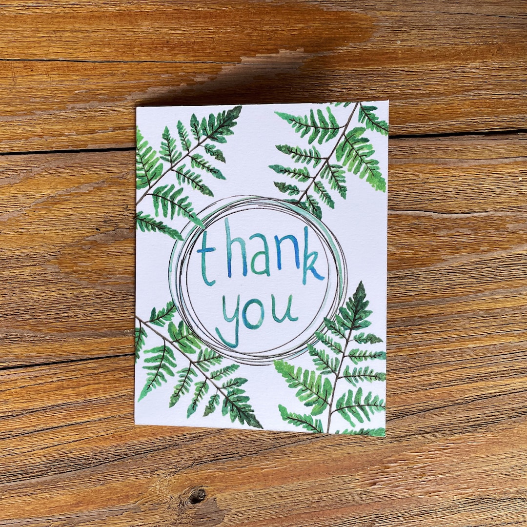 Watercolor Fern Thank You Card - Etsy