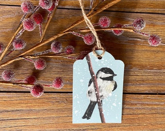 Winter bird gift tags / nature Christmas gift tags