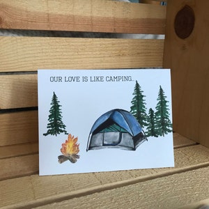 Carte d'amour de jeu de mots de camping pour anniversaire, Saint-Valentin pour amoureux de plein air/nature