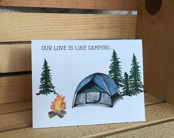 Camping pun love card for anniversary, Valentine's Day for outdoor/nature lover