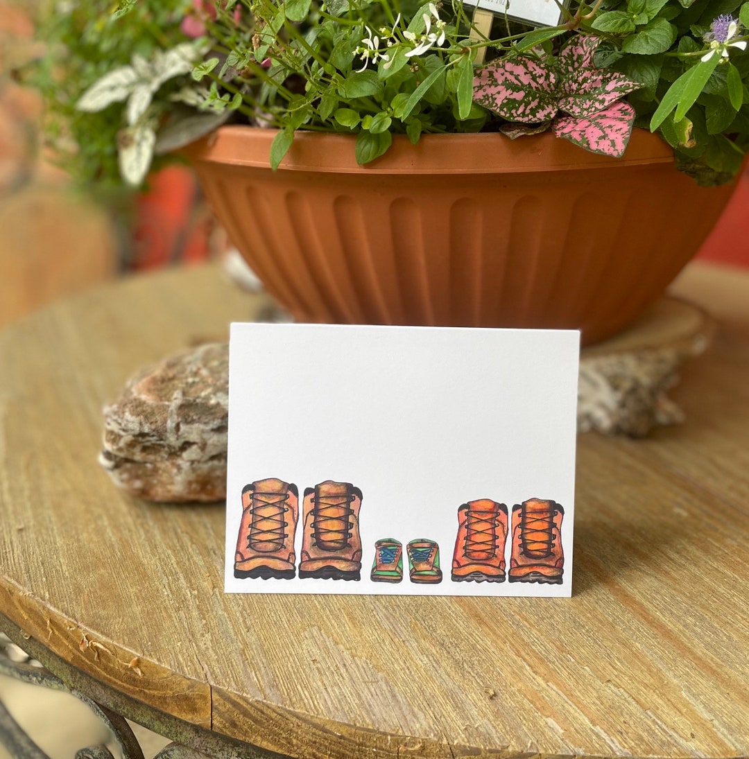 Watercolor Hiking Boot Baby Card / Baby Shower / Pregnancy Etsy