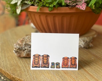 Watercolor Hiking Boot Baby Card: Pregnancy Announcement