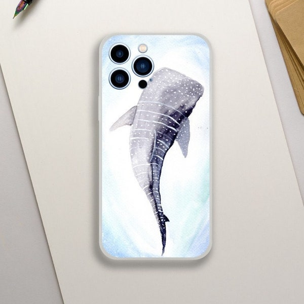 Whale Shark Watercolor Phone Case for iPhone and Galaxy - Ocean Art Protective Cover, Marine Life Wildlife, Unique Gift for Nature Lovers