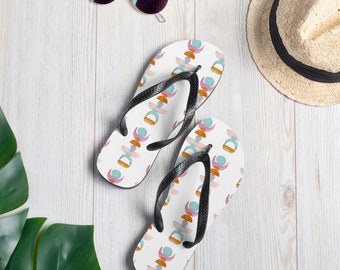 Abstract Watercolor Flip Flops - Unique Beachwear - Custom Art Sandals - Summer Fashion Footwear - Vacation Accessories