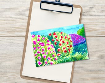Rhododendron Postcard Set of 10 | Impressionist Watercolor Flower Art Cards | Botanical Stationery | Floral Snail Mail | Garden Lover Gift