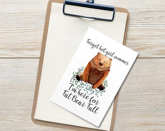 Postales de otoño de Fat Bear, arte de vida silvestre en acuarela, juego de 10