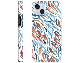 Funda para teléfono con acuarela de salmón: Arte abstracto de peces desovando en Alaska