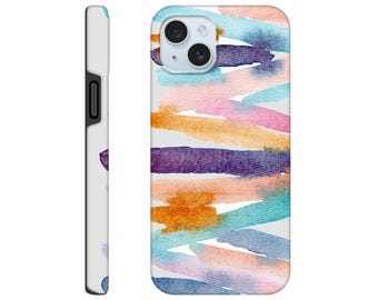 Funda para teléfono con rayas bohemias: Funda abstracta de acuarela para iPhone