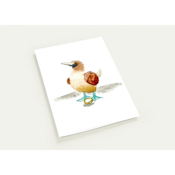 Set of 10 Blank Greeting Cards with Envelopes - Blue Footed Boobie Watercolor - Nature-Inspired Stationery for Bird Lovers - Artistic Cards