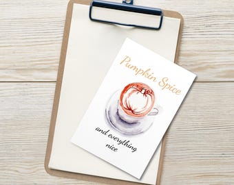 Pumpkin Spice Postkarten 10er Set | Pumpkin Spice und alles schöne Karten | Herbst Aquarell Kunst | Herbst Briefpapier | Gemütliche Jahreszeit Postkarten