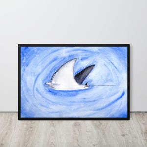 Aquarell Stingray Kunstdruck - Ozean Wanddekor - Optionen gerahmt, ungerahmt oder auf Leinwand - Meeresleben Poster für Küstenhäuser