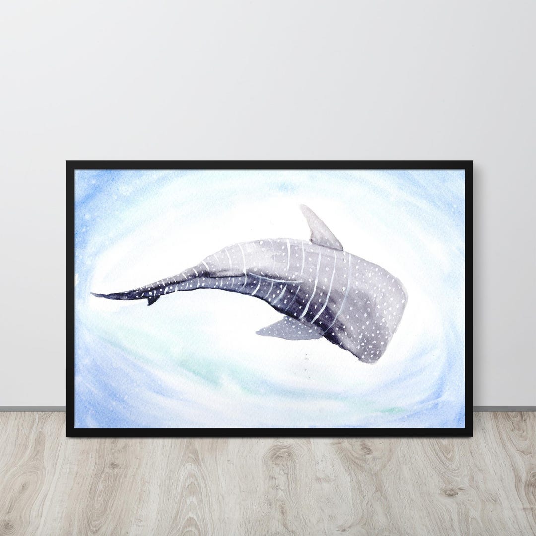 Dreamy Watercolor Whale Shark Art Print – Ocean Wall Art, Framed or ...