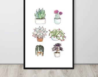 Succulent Watercolor Print: Botanical Wall Art, Plant Lover Gift