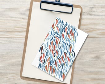 Juego de postales de salmón "De regreso a casa" / Papelería artística abstracta en acuarela de Alaska