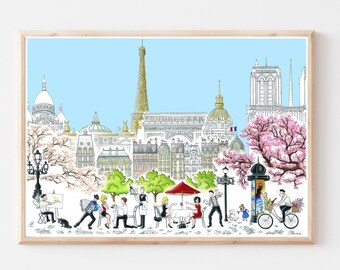 Paris in Spring Travel Print, Eiffel Tower Gift, Paris Poster, Europe Print, France Art Print, Travel Art Print, Housewarming Gift