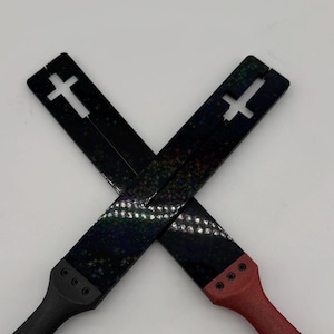 Religious Cross Motif Flexible Spanking Tawse Paddle