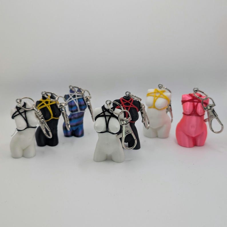 Shibari/bondage Rope Keychain – Mini Bust With Pentagram Harness ...