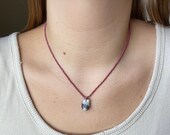 Maroon Beaded Necklace with Rock Tumbled Pendant Rock Tumbler Handmade Jewelry Beaded Necklace Stone Pendant Seed Bead