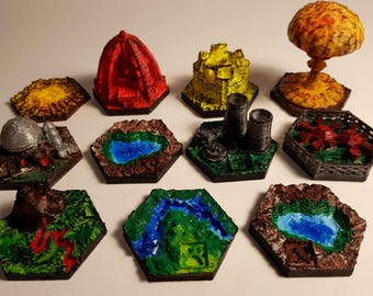 Handmålade Terraforming Mars 3D-utskrivna delar + present i lådan