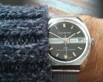 LUCERNE vintage watch, 36 mm, 1970s, working and serviced