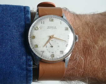 Reloj vintage BONHEUR, 35 mm, años 50, en funcionamiento y revisado.