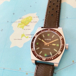 LUBIN diver vintage watch, 36.5 mm, 1970s, working and serviced