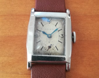 Art Deco WERKA vintageklocka, 1930-talet, 25,5 x 29 mm, fungerande och servad
