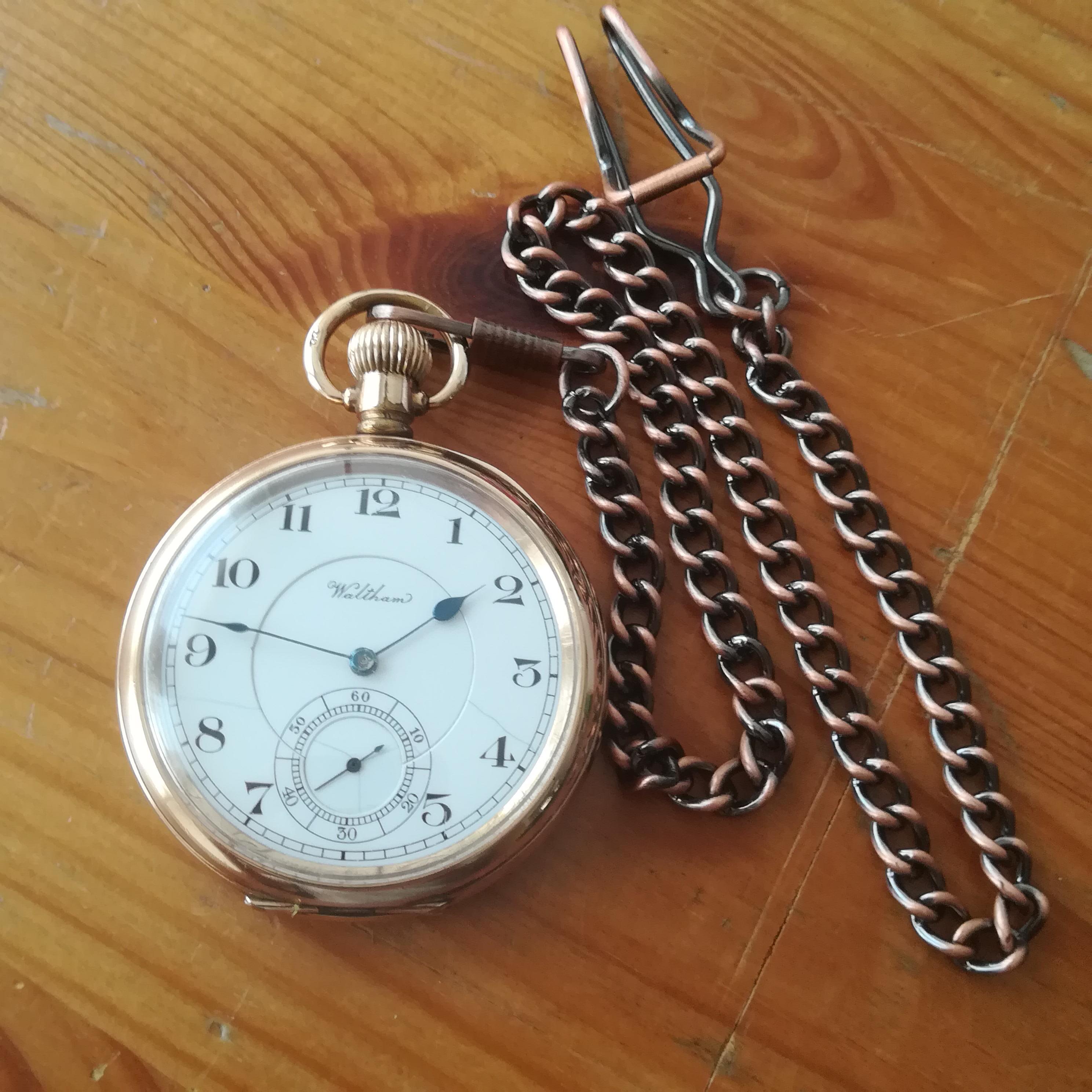 1920年製ウォルサム製ヴィンテージ懐中時計、アメリカ製、46.5mm、動作