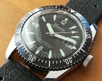 Montre Plongeuse Tavernier Vintage Des Années 60 - Mécanique Manuelle AS 1880 - Boîtier Argenté 38mm - État Neuf Avec Défauts