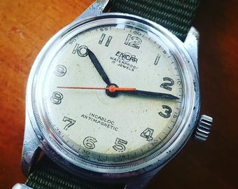 ENICAR military vintage watch, 1950s, 31.5 mm, working and serviced