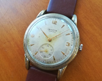 INVICTA vintage watch, 38 mm, 1950s, AS 1130, working and serviced
